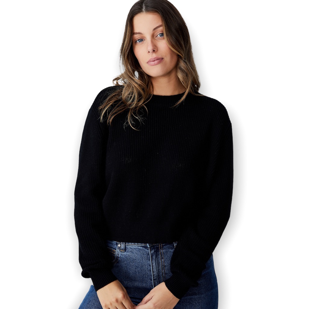 Black Crop Pullover